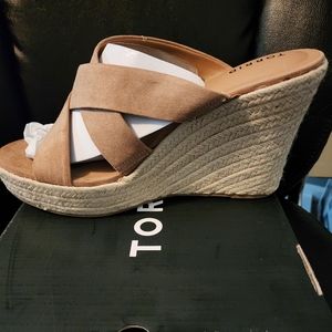Taupe platform,  wedge suede feel